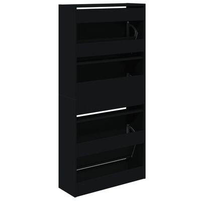 vidaXL Armoire à chaussures noir 60x21x125,5 cm bois d'ingénierie