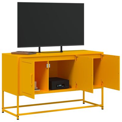 vidaXL Meuble TV jaune moutarde 100,5x39x60,5 cm acier