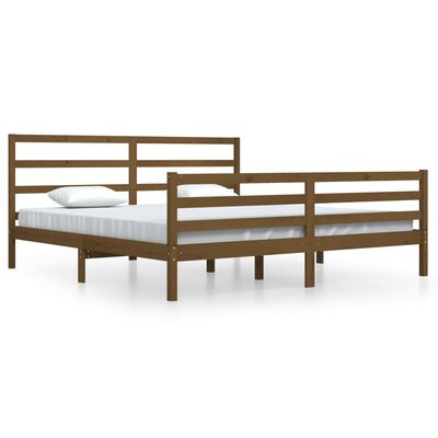 vidaXL Cadre de lit sans matelas marron miel bois pin massif 200x200cm