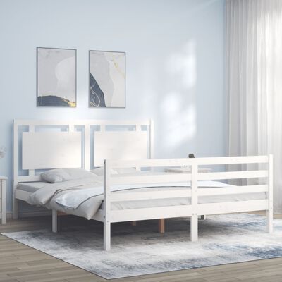 vidaXL Cadre de lit sans matelas blanc bois de pin massif