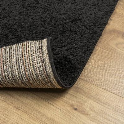 vidaXL Tapis shaggy PAMPLONA poils longs moderne noir 160x160 cm