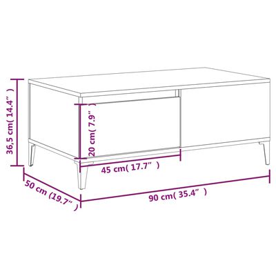 vidaXL Table basse Chêne sonoma 90x50x36,5 cm Bois d'ingénierie