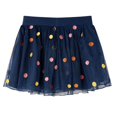 Jupe en tulle à pois pour enfants bleu marine 140