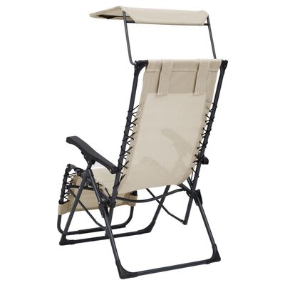 vidaXL Chaises pliables de terrasse lot de 2 Textilène Crème