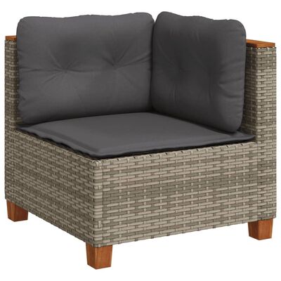 vidaXL Salon de jardin 11 pcs avec coussins gris résine tressée