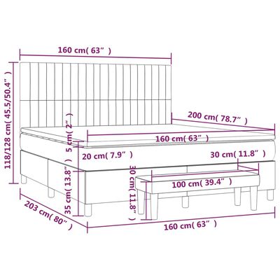 vidaXL Sommier à lattes de lit avec matelas Rose 160x200 cm Velours