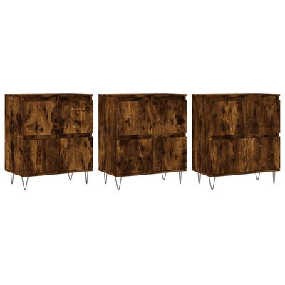 vidaXL Buffets 3 pcs Chêne fumé Bois d'ingénierie