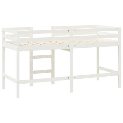 vidaXL Lit mezzanine enfants échelle blanc 90x200 cm bois pin massif