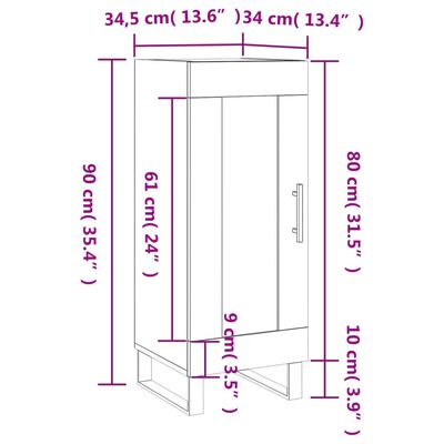 vidaXL Buffet Gris béton 34,5x34x90 cm Bois d'ingénierie