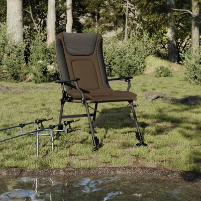 vidaXL Chaise de pêche avec accoudoir pliable taupe