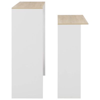 vidaXL Table de bar avec 2 dessus de table Blanc et chêne 130x40x120cm