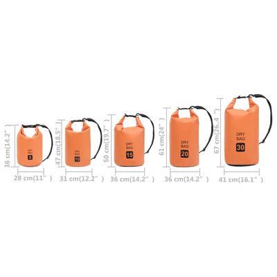 vidaXL Sac sec Orange 5 L PVC