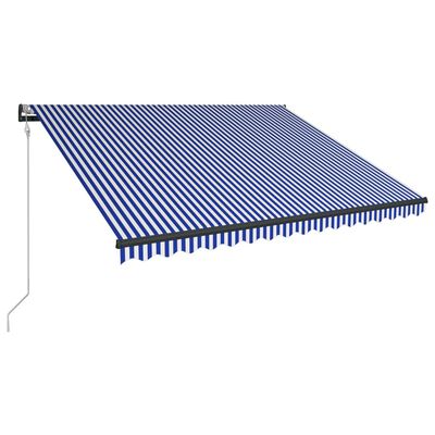 vidaXL Auvent avec capteur de vent et LED 450x300 cm Bleu et blanc