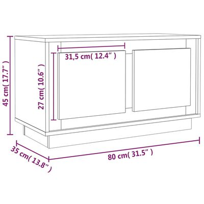 vidaXL Meuble TV blanc brillant 80x35x45 cm bois d'ingénierie