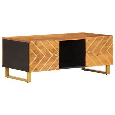 vidaXL Table basse marron et noir 100x54x40 cm bois massif de manguier