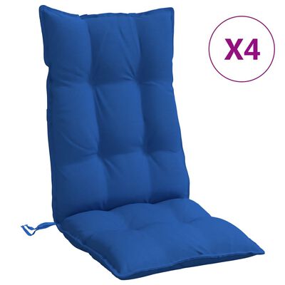 vidaXL Coussins de chaise à dossier haut lot de 4 bleu royal