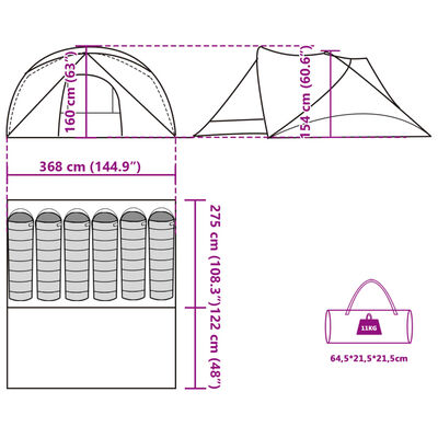 vidaXL Tente de cabine familiale 6 personnes vert imperméable