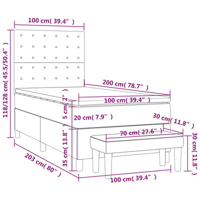 vidaXL Sommier à lattes de lit avec matelas Noir 100x200 cm Similicuir