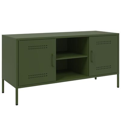 vidaXL Meuble TV vert olive 100,5x39x50,5 cm acier