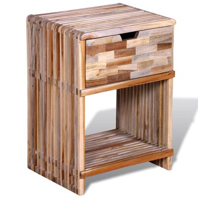 vidaXL Table de chevet avec tiroir Bois de teck recyclé