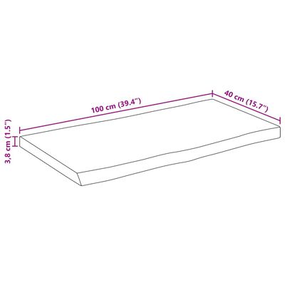 vidaXL Dessus de table bord vivant 100x40x3,8 cm bois de manguier brut