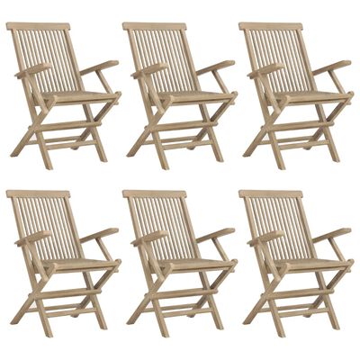 vidaXL Salon de jardin 7 pcs gris bois de teck solide