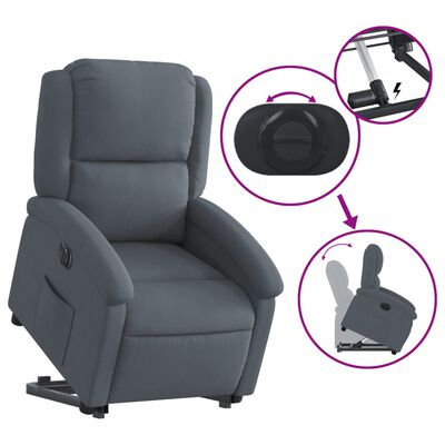 vidaXL Fauteuil inclinable électrique gris foncé velours