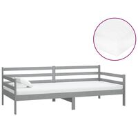 vidaXL Lit de repos avec matelas 90x200 cm Gris Bois de pin massif