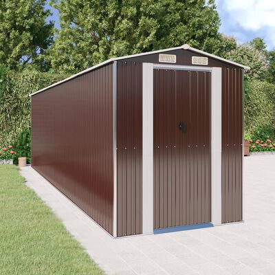 vidaXL Abri de jardin Marron foncé 192x689x223 cm Acier galvanisé