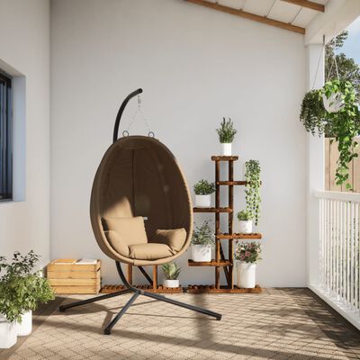 vidaXL Chaise suspendue en forme d'œuf et support taupe tissu et acier