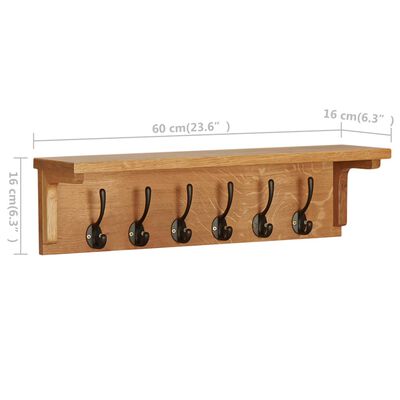 vidaXL Porte-manteau 60x16x16 cm Bois de chêne massif