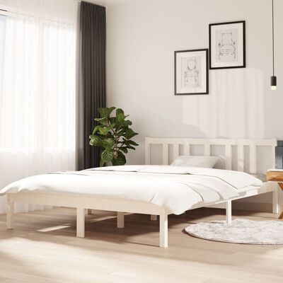 vidaXL Cadre de lit sans matelas blanc bois massif 140x200 cm