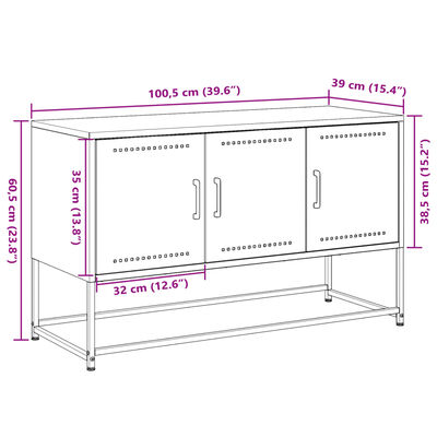 vidaXL Meuble TV jaune moutarde 100,5x39x60,5 cm acier