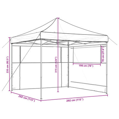 vidaXL Tente de réception pliable escamotable 2 parois latérales noir