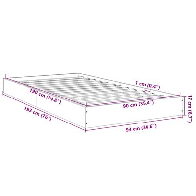 vidaXL Cadre de lit sans matelas chêne fumé 90x190cm bois d'ingénierie