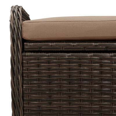 vidaXL Banc de rangement et coussin marron 115x51x52 cm résine tressée