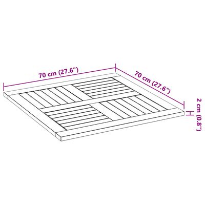 vidaXL Dessus de table 70x70x2 cm carré bois massif d'acacia