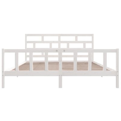 vidaXL Cadre de lit Blanc Bois de pin massif 180x200 cm Super King