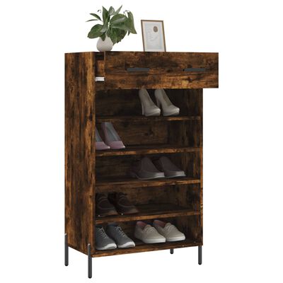 vidaXL Armoire à chaussures chêne fumé 60x35x105 cm bois d'ingénierie