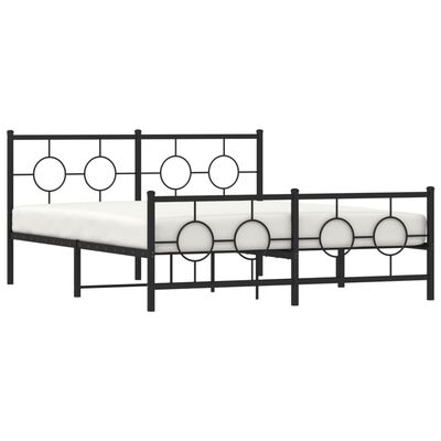 vidaXL Cadre de lit métal sans matelas avec pied de lit noir 150x200cm