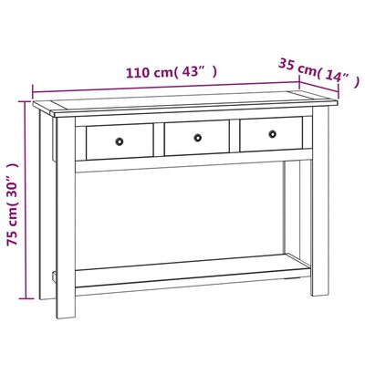 vidaXL Table console 110x35x75 cm Bois de chêne solide