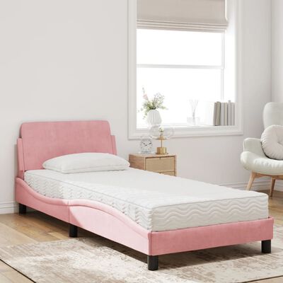 vidaXL Lit avec matelas rose 80x200 cm velours