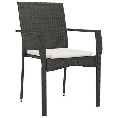 vidaXL Ensemble à manger de jardin coussins 5pcs Noir Résine tressée