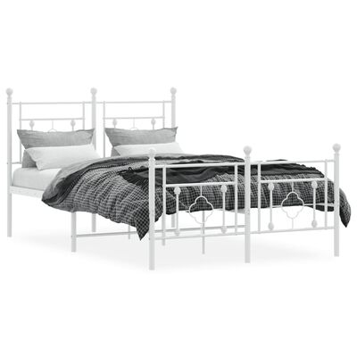 vidaXL Cadre de lit métal sans matelas et pied de lit blanc 120x200 cm