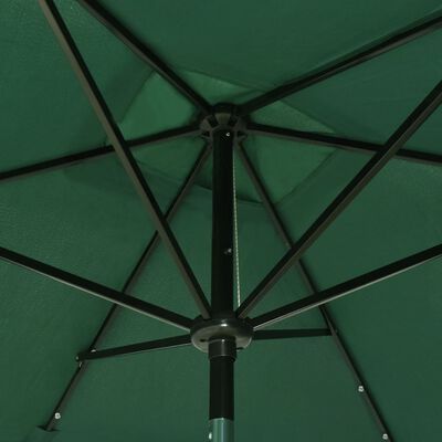 vidaXL Parasol de jardin avec LED et mât en acier Vert 2x3 m