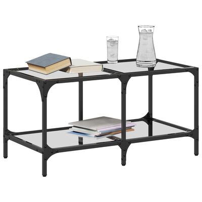 vidaXL Table basse avec dessus en verre transparent 78,5x40x40cm acier