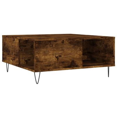 vidaXL Table basse chêne fumé 80x80x36,5 cm bois d'ingénierie