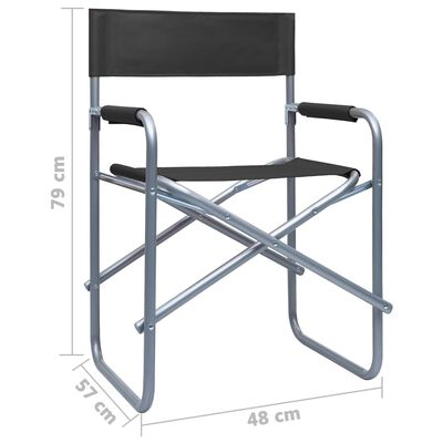 vidaXL Chaises de metteur en scène lot de 2 Acier Noir