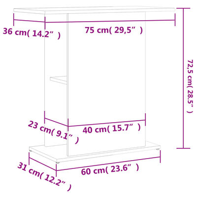 vidaXL Support pour aquarium noir 75x36x72,5 cm bois d'ingénierie