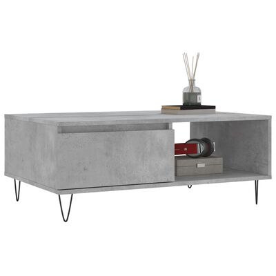 vidaXL Table basse gris béton 90x60x35 cm bois d'ingénierie